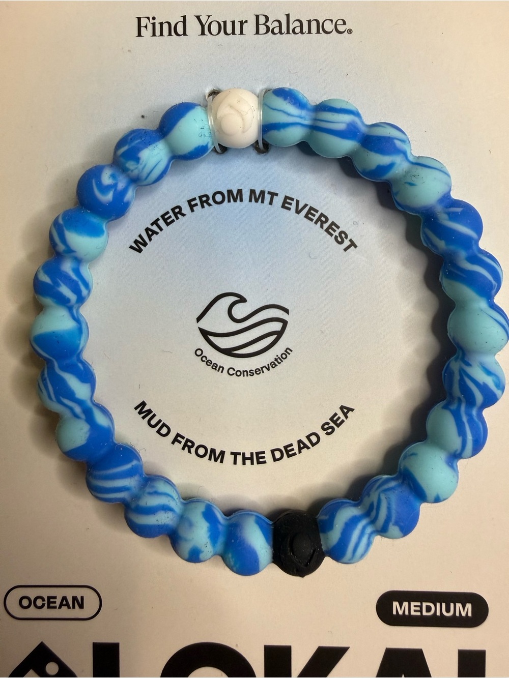 Lokai Blue & White Swirl Bracelet with Black & White Balance Beads - Picture 3 of 3